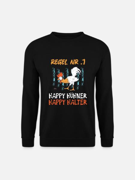 Hühner Huhn Happy Hühner Happy Halter Bauernhof - Unisex Pullover - Schwarz