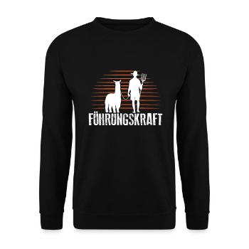 Alpaka Führungskraft - Alpaka Farm Lama Farmer - Unisex Pullover - Schwarz - Vorne - Alina (178cm) & Michal (187cm)