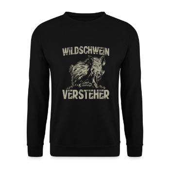 Wildschwein Versteher Jäger Keiler Schwarzwild - Unisex Pullover - Schwarz - Vorne - Alina (178cm) & Michal (187cm)