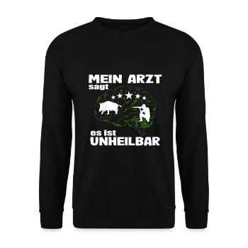 Wildschwein Jäger Unheilbar Keiler Schwarzwild - Unisex Pullover - Schwarz - Vorne - Alina (178cm) & Michal (187cm)