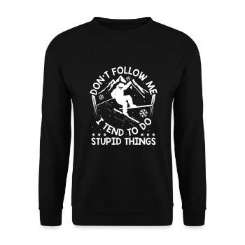 Skieur de ski Vacances de ski Ne me suivez pas - Sweat-shirt Unisexe - noir - Devant - Alina (178cm) & Michal (187cm)