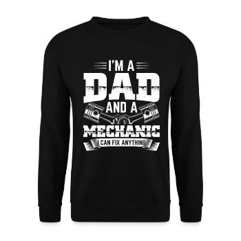 Papa Mécanicien - Technicien en mécatronique mécanique automobile - Sweat-shirt Unisexe - noir - Devant - Alina (178cm) & Michal (187cm)