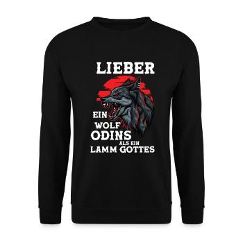 Wikinger Wölfe Odin Walhalla Wolf Geschenk Spruch - Unisex Pullover - Schwarz - Vorne - Alina (178cm) & Michal (187cm)