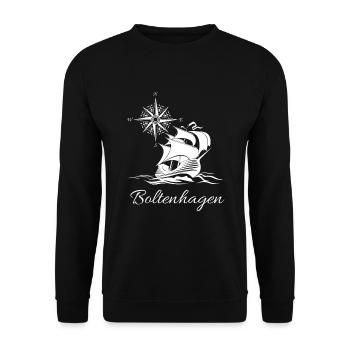 Boltenhagen Baltic Sea resort sailing ship Compass Rose White - Unisex Sweatshirt - black - Front - Alina (178cm) & Michal (187cm)