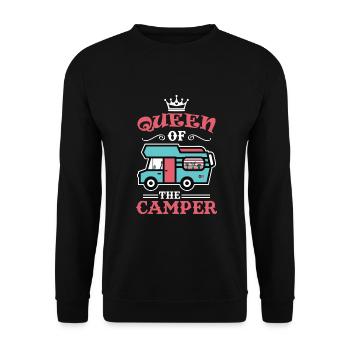 Womo Camper Queen Wohnmobil Camping - Unisex Sweatshirt - black - Front - Alina (178cm) & Michal (187cm)