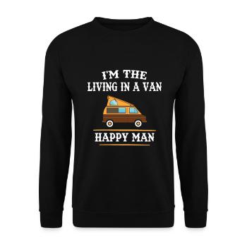 Minivan Camping Man Camping-Car rengaine - Sweat-shirt Unisexe - noir - Devant - Alina (178cm) & Michal (187cm)