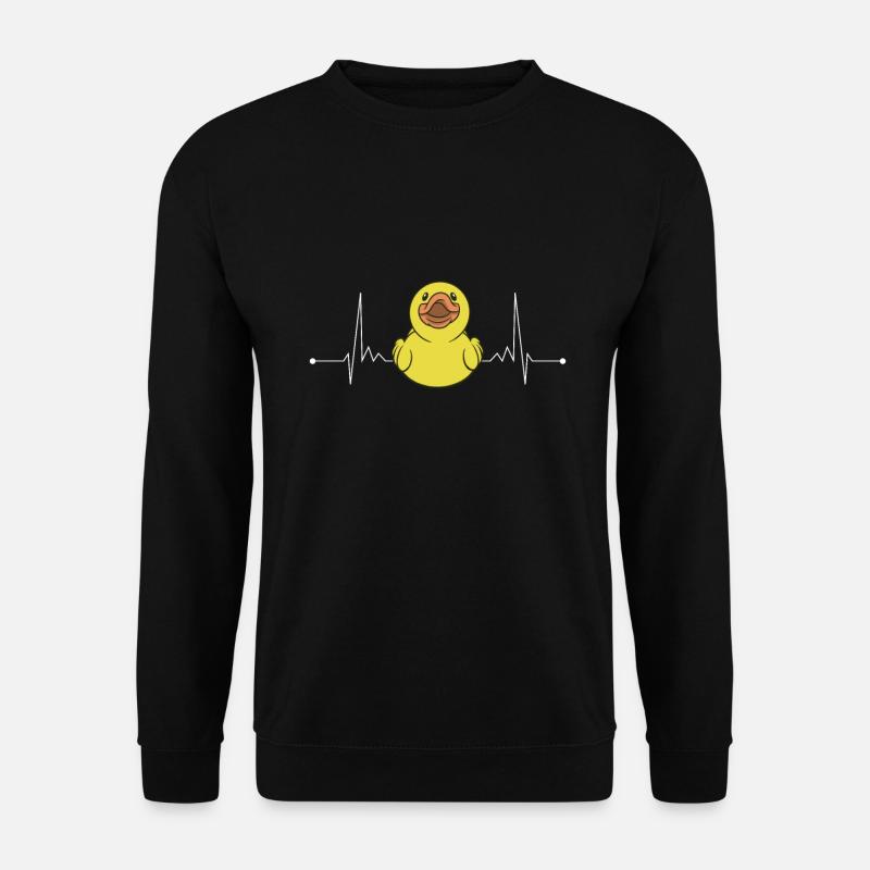 Ente Herzschlag Enten Gummiente Puls Entchen - Unisex Pullover - Schwarz