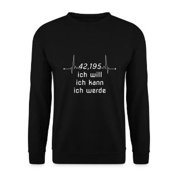 Marathon Herzschlag - ich will ich kann ich werde - Unisex Pullover - Schwarz - Vorne - Alina (178cm) & Michal (187cm)