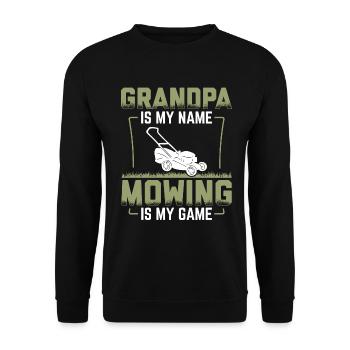 Lawnmower Grandpa Lawn Mowing Gardening Mowing - Unisex Sweatshirt - black - Front - Alina (178cm) & Michal (187cm)