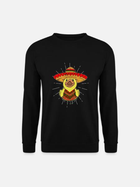 Mexiko Ente mit Sombrero und Poncho - Unisex Pullover - Schwarz