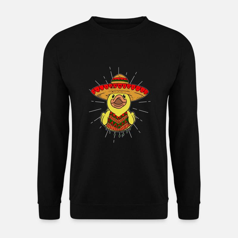 Mexiko Ente mit Sombrero und Poncho - Unisex Pullover - Schwarz