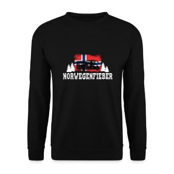Norwegenfieber Wohnmobil Campen Reisemobil - Unisex Pullover - Schwarz - Vorne - Alina (178cm) & Michal (187cm)