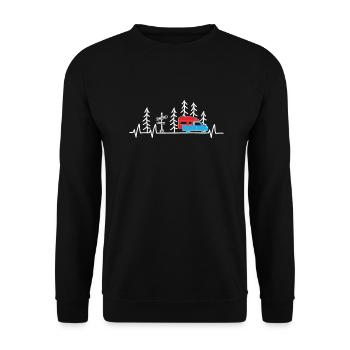 Camping camper settling cabin heartbeat - Unisex Sweatshirt - black - Front - Alina (178cm) & Michal (187cm)