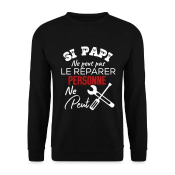 Si papi ne peut pas le reparer personne ne peut - Sweat-shirt Unisexe - noir - Devant - Alina (178cm) & Michal (187cm)