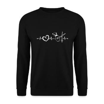Friseure Herzschlag Friseursalon mit Herz - Unisex Pullover - Schwarz - Vorne - Alina (178cm) & Michal (187cm)