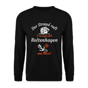 Boltenhagen-Der Strand ruft und ich muss ans Meer - Unisex Pullover - Schwarz - Vorne - Alina (178cm) & Michal (187cm)