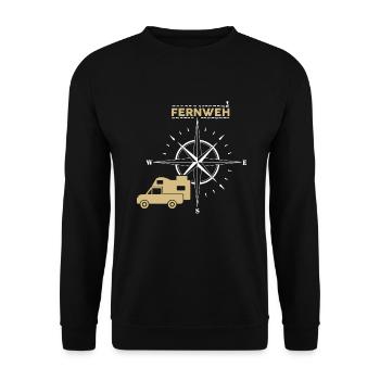 Pickup mit Wohnkabine Absetzkabine Fernweh - Unisex Pullover - Schwarz - Vorne - Alina (178cm) & Michal (187cm)