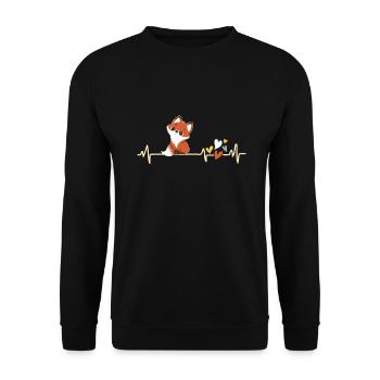 Renard avec de grands yeux Fox battement de cœur - Sweat-shirt Unisexe - noir - Devant - Alina (178cm) & Michal (187cm)