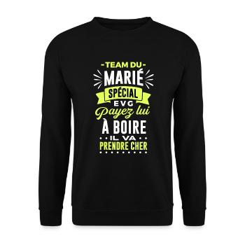 Team du marié spécial EVG payez lui à boire - Sweat-shirt Unisexe - noir - Devant - Alina (178cm) & Michal (187cm)