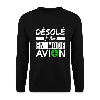 désolé je suis en mode avion - Sweat-shirt Unisexe - noir - Devant - Alina (178cm) & Michal (187cm)