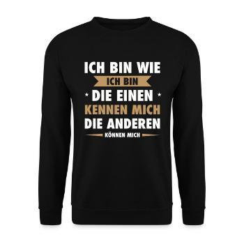 Ich bin wie ich bin - Unisex Pullover - Schwarz - Vorne - Alina (178cm) & Michal (187cm)