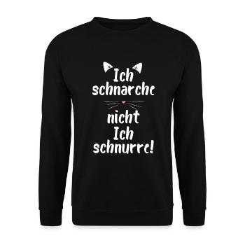 Ich schnarche nicht ich schnurre. Katzen - Unisex Pullover - Schwarz - Vorne - Alina (178cm) & Michal (187cm)