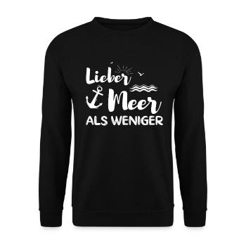 Lieber Meer als weniger. Meer - Unisex Pullover - Schwarz - Vorne - Alina (178cm) & Michal (187cm)