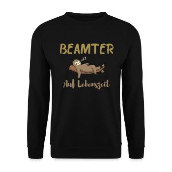 Beamter auf Lebenszeit. Faultier - Unisex Pullover - Schwarz - Vorne - Alina (178cm) & Michal (187cm)