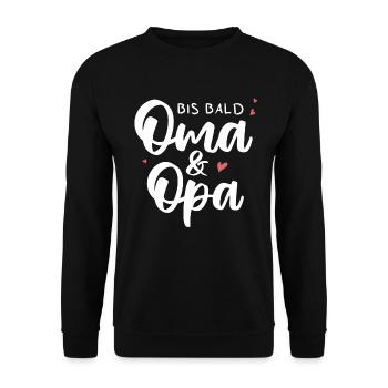 Bis bald Oma & Opa. Enkelkind - Unisex Pullover - Schwarz - Vorne - Alina (178cm) & Michal (187cm)