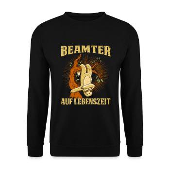 Beamter auf Lebenszeit. Faultier - Unisex Pullover - Schwarz - Vorne - Alina (178cm) & Michal (187cm)