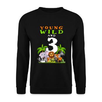3ème anniversaire pour trois ans enfants dinosaures - Sweat-shirt Unisexe - noir - Devant - Alina (178cm) & Michal (187cm)