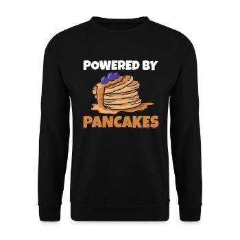 Powered By Pancakes Foodies Sweet Dish Crown - Unisex Pullover - Schwarz - Vorne - Alina (178cm) & Michal (187cm)