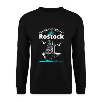 Rostock Hanseatic City Anchor Ship & Seagulls - Unisex Sweatshirt - black - Front - Alina (178cm) & Michal (187cm)