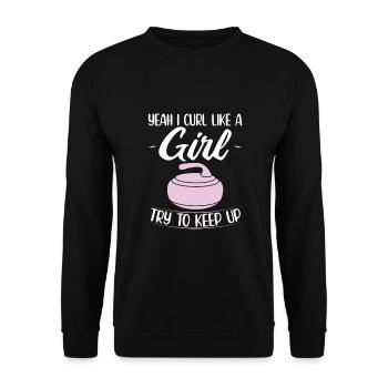 Curling Gift Ideas | Curler Winter Sports Curling - Unisex Sweatshirt - black - Front - Alina (178cm) & Michal (187cm)
