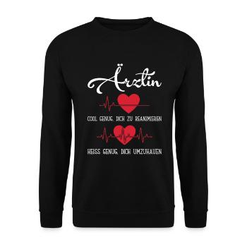 Arzt Mediziner Student Medizinstudent Ärztin - Unisex Pullover - Schwarz - Vorne - Alina (178cm) & Michal (187cm)