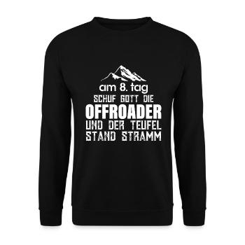 Geländewagen Offroad Allradantrieb Reisefahrzeug - Unisex Pullover - Schwarz - Vorne - Alina (178cm) & Michal (187cm)