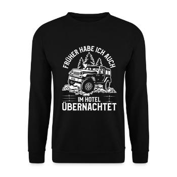 Geländewagen Offroad Allradantrieb Reisefahrzeug - Unisex Pullover - Schwarz - Vorne - Alina (178cm) & Michal (187cm)