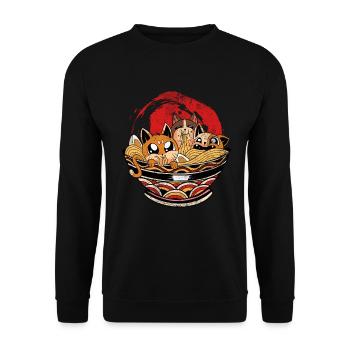 Anime-ramen, The Cat Character For Animation - Unisex Sweatshirt - black - Front - Alina (178cm) & Michal (187cm)