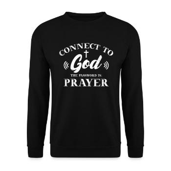 Verbinden Sie Sich Mit Gott. Das Passwort Ist - Unisex Pullover - Schwarz - Vorne - Alina (178cm) & Michal (187cm)