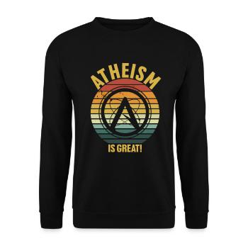 Retro-Atheism-Symbol Atheist Anti Religion - Unisex Pullover - Schwarz - Vorne - Alina (178cm) & Michal (187cm)