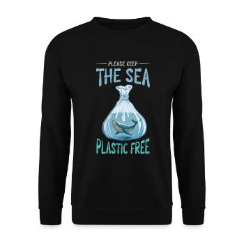 Keep the sea plastic-free for the climate - Unisex Sweatshirt - black - Front - Alina (178cm) & Michal (187cm)