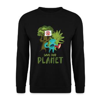 Sauvez notre planète design pour le - Sweat-shirt Unisexe - noir - Devant - Alina (178cm) & Michal (187cm)