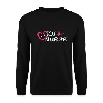 Intensive Nurse Heart ICU Nurse - Unisex Sweatshirt - black - Front - Alina (178cm) & Michal (187cm)