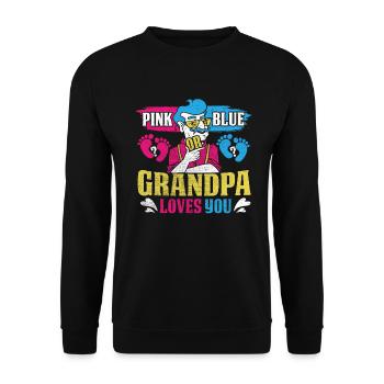 Rosa Oder Blauer Opa Liebt Dich Design Für Opa - Unisex Pullover - Schwarz - Vorne - Alina (178cm) & Michal (187cm)
