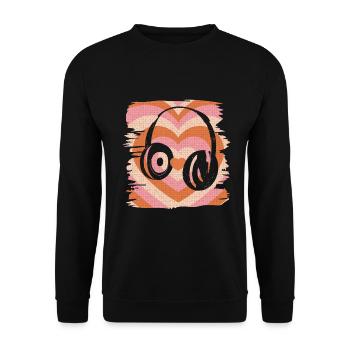 Headphones Retro Music - Unisex Sweatshirt - black - Front - Alina (178cm) & Michal (187cm)