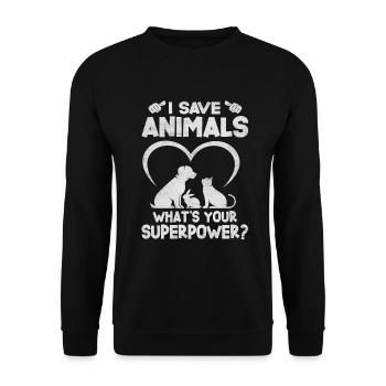 I Save Animals, What Your Superpower Design Is - Unisex Sweatshirt - black - Front - Alina (178cm) & Michal (187cm)