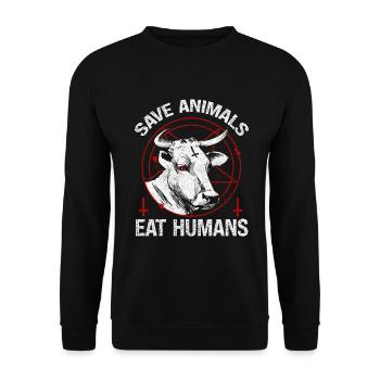 Animals eat people Design for animal abuse - Unisex Sweatshirt - black - Front - Alina (178cm) & Michal (187cm)