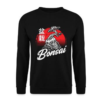 Bonsai Skull Gardening Calligraphy Design - Unisex Sweatshirt - black - Front - Alina (178cm) & Michal (187cm)