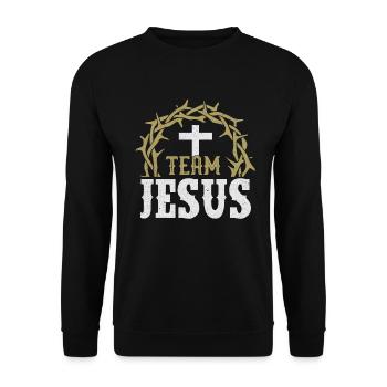 Team Jesus Design pour Christian et True - Sweat-shirt Unisexe - noir - Devant - Alina (178cm) & Michal (187cm)