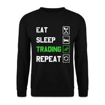Eat Sleep Trading Repeat Trading Conception pour - Sweat-shirt Unisexe - noir - Devant - Alina (178cm) & Michal (187cm)